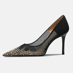 Rhinestone Mesh Stiletto Pumps