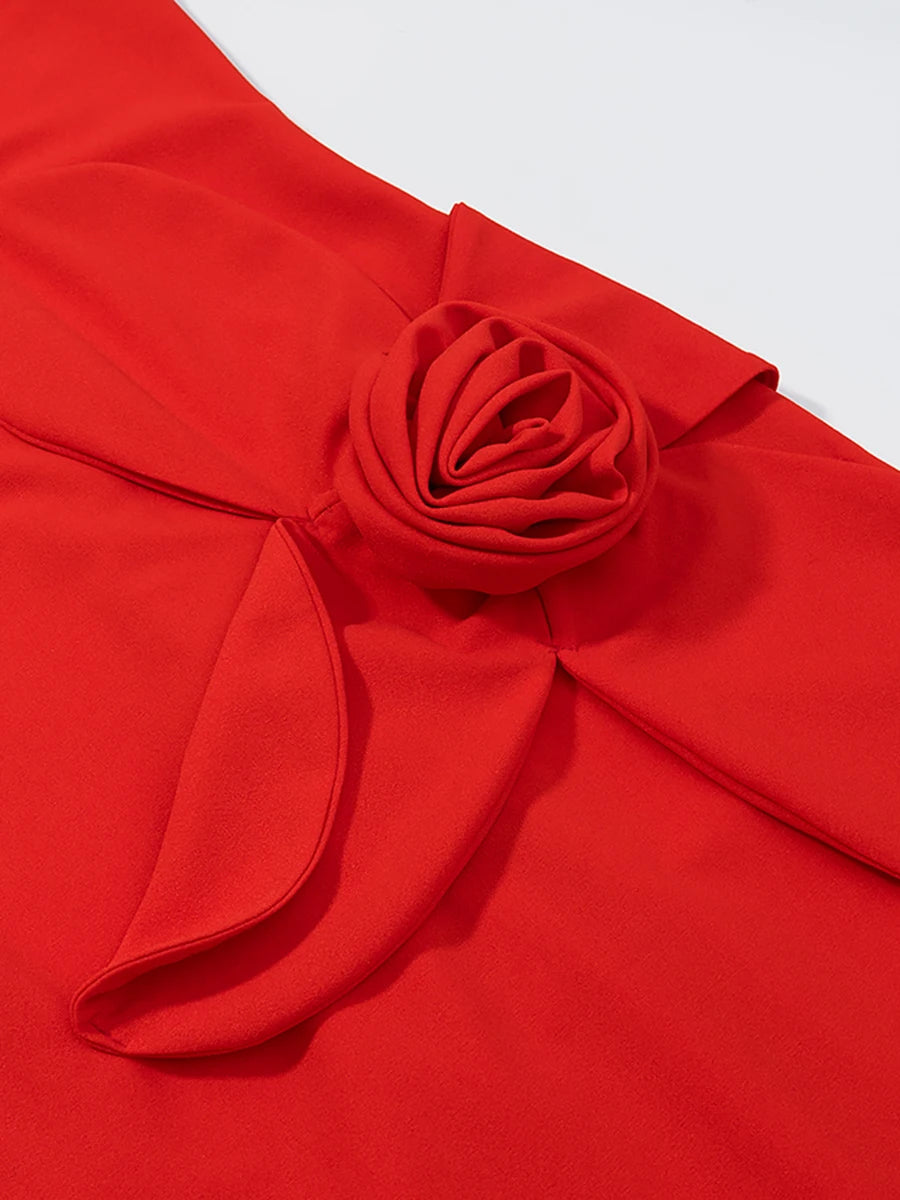 Red fabric with a floral design