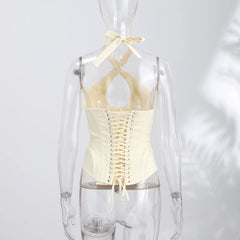 Fishbone Criss Cross Corset Top
