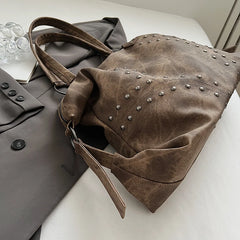 Studded PU Leather Shoulder Bag