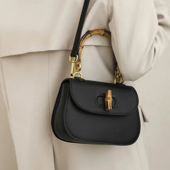 Bamboo Handle Saddle Crossbody Bag
