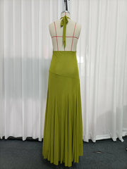 Halter Neck Draped Maxi Dress