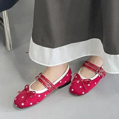 Polka Dot Bow Ballet Flats
