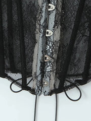Black Lace Tie Up Corset Top
