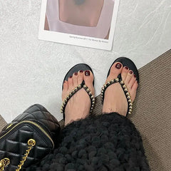 Flat Embellished Flip Flops