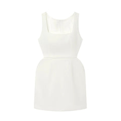 White sleeveless dress on a white background