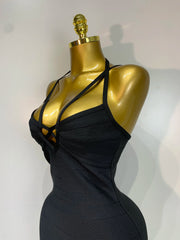 Crisscross Halter Bodycon Mini Dress