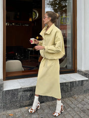 Light Yellow Jacket and Midi Skirt Set