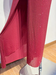 Red One Shoulder Diamond Embellished Maxi Dress