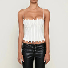 White strappy boned corset top