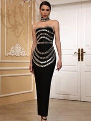 Black Strapless Beaded Maxi Dress – Elegant Gown