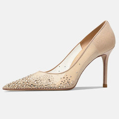 Rhinestone Mesh Stiletto Pumps