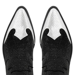 Knee high rhinestone cowboy boots - back view