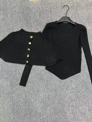 O-Neck Shawl-Layer Long Sleeve Knit Top