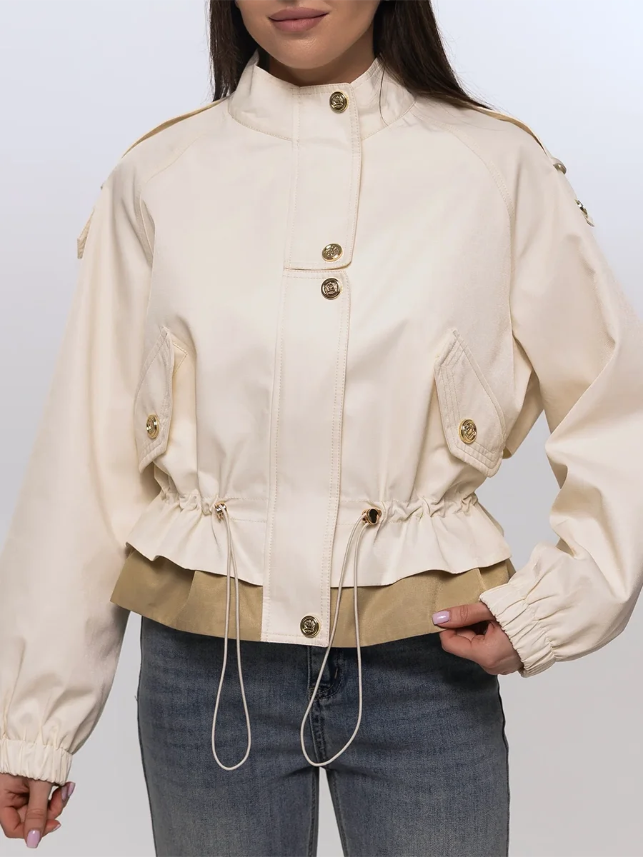 Cropped drawstring hem jacket