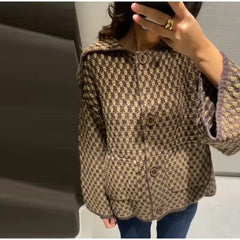 Plaid Knit Button Front Coat