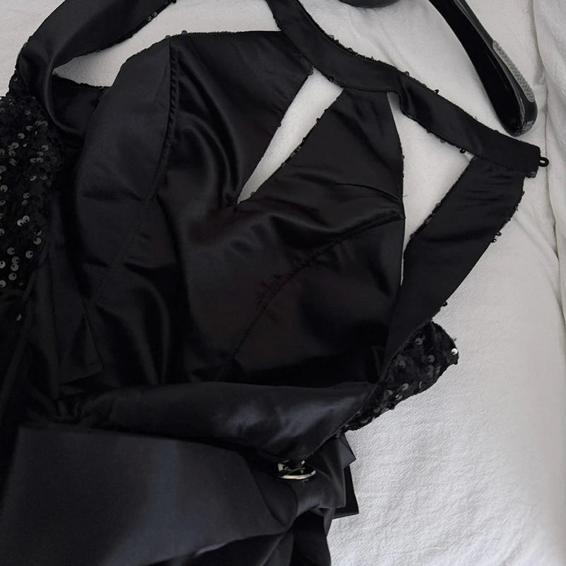 Interior view of the dress neckline and straps