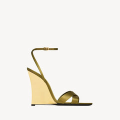 Wedge Gold Heel Ankle Strap Sandal