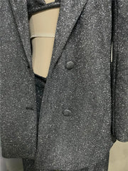 Sequin Blazer With Bra And Trouser Three Piece Set