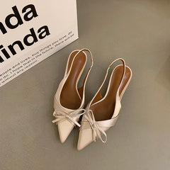 Purple Butterfly-Knot Slingback Heels