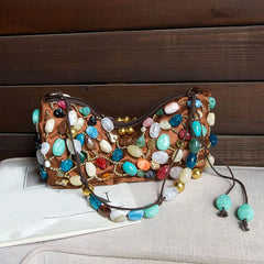 Beaded Stone Shoulder Bag