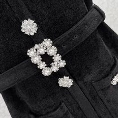 Embellished Short-Sleeve Knit Midi Dress