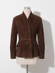 Seamed Waist Suede Jacket