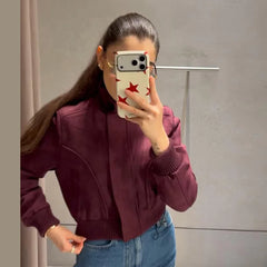 Stand Collar Ribbed Bomber Jacket