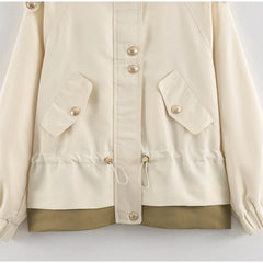 Drawstring Waist Epaulet Detail Jacket