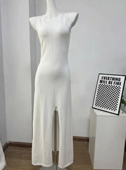 Solid Sleeveless Slit Knit Maxi Dress