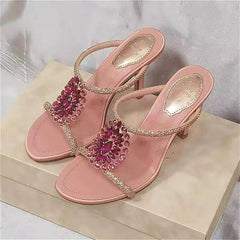 Crystal Embellished Thin Heel Sandals