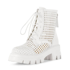 Metallic Platform Lace Up Ankle Boots