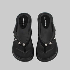 Studded Platform Thong Sandals