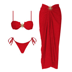 One-Shoulder Draped Bodysuit and Wrap Skirt Set