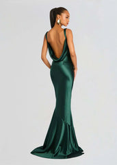 Satin Cowl Neck Open Back Maxi Dress
