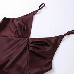 Brown satin dress on a white background