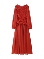 Red dress with long sleeves on a white background