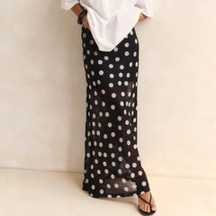 Polka Dot Mesh Maxi Skirt