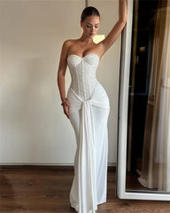 Sequin Strapless Draped Waist Evening Gown