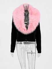 Faux Fur Trimmed Cardigan