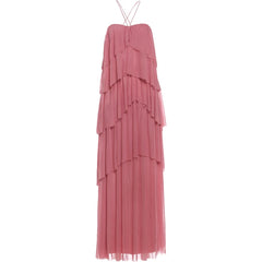 Strapless Ruffled Chiffon Maxi Dress
