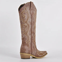 Knee High Embroidery Western Cowgirl Boots