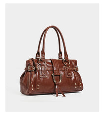 Structured Rivet Lock Shoulder Bag