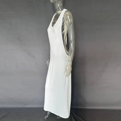 Open Back U Neck Metal Ring Maxi Dress