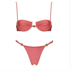 Printed Triangle Bikini and Scarf Two-Piece Set