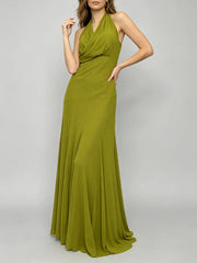 Halter Neck Draped Maxi Dress