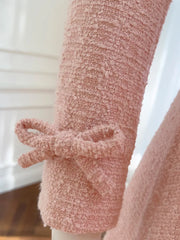 Pink Double Breasted Belted Wool Blend Coat
