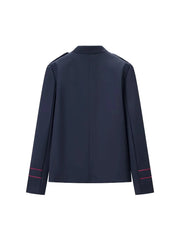 Button Embellished Stand Collar Military Jacket