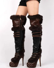 Over the Knee Fur Trim Platform Boots