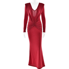 Red evening gown on a white background